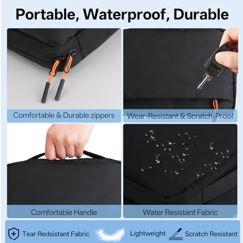Teskyer Cable Organiser Bag - Portable, Large Capacity, Waterproof, Travel Gadget Bag, Travel Accessories, 25 x 17 x 8 cm, Black - Image 3