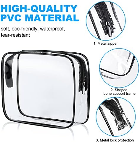 Aucuu 4-Pack Clear Wash & Makeup Bags TSA Approved Makeup Bags, PVC Waterproof Travel Wash Bags for Family, Men, Women (Largea, Medium, Small, Minimum) - Image 3