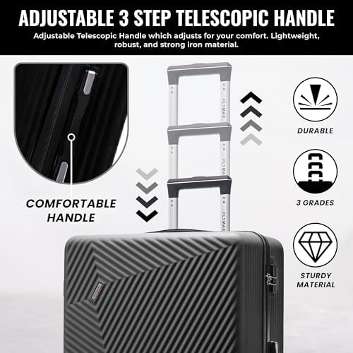 FLYMAX Medium Suitcase 4 Wheel Lightweight Luggage Hard Shell ABS Travel Case Hold Check in Fits 15kg - 20kg Medium Size + 3 Digit Lock + Telescopic Handle 67 Litre Capacity - Image 7