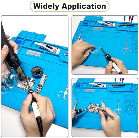 Spurtar Soldering Mat, Soldering Station 45 x 30 cm 500℃ Heat-Resistant Silicone Work Mat, Anti Static Magnetic Electronics Repair Silicone Pad for Electronic, Phone Laptop Watch Repair 7mm Thick - Image 2