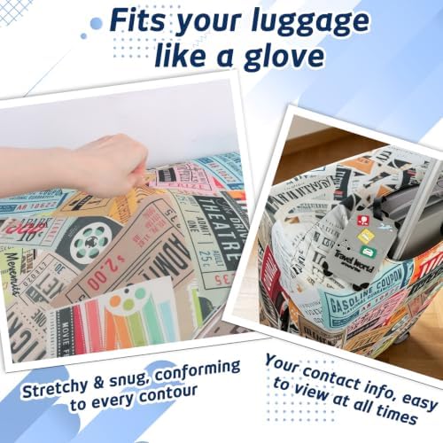 Suitcase Covers with Luggage Tag,Large Suitcase Cover with Boarding Pass,Suitcase Covers Protectors Fit 18-32 Inch Luggage - Image 3