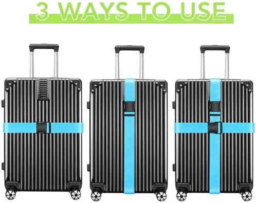 Luggage Straps, 2 Pcs Adjustable Suitcase Packing Belts Travel Accessories (Light Blue) - Image 3