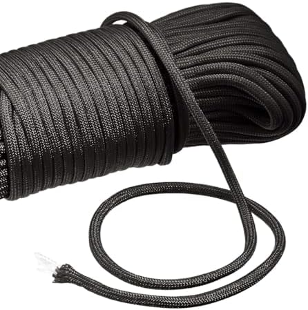 550 Paracord 100FT, Heavy-Duty Strong Rope Parachute Cord, High Strength - 5/32 in x 100 ft (4mm x 30m),Outdoor Camping Gear Tent Rope (Black, 100ft) - Image 3