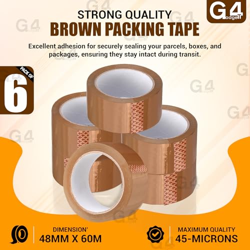 G4GADGET 6 x Strong Parcel Tape 48MM x 66m Brown Packing Tape for Moving Boxes, Packing boxes & Large Postal Bags – Strong Sticky Tape for Boxes - Image 3