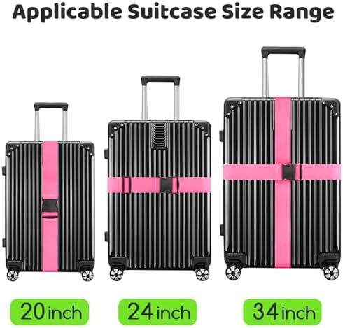 WISYOK Luggage Straps Extended, 2 Pack Suitcase Straps Personalised, Adjustable Case Strap for Suitcase, Luggage Belt with Quick Release Buckle, Suitcase Identifier for Travel, Flight (Pink) - Image 3