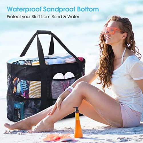 oscaurt Beach Bag, Extra Large Beach Bags for Women Waterproof Sandproof, Mesh Beach Tote Bags Travel Pool Bag - Image 6