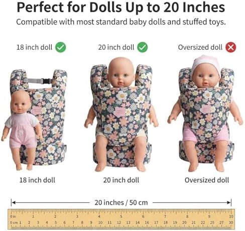 Bebamour Baby Doll Carrier for Kids, Adjustable Doll Carrier Backpack for Dolls up to 20 Inches, Soft Pretend Play Doll Accessories for Front & Back Carry, Fits Dolls & Stuffed Toys, Pink Unicorn - Image 6