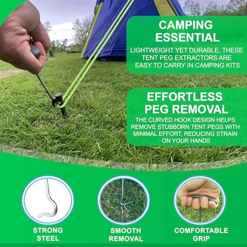 Pack of 2 Tent Peg Extractors - Camping Tools, Lightweight and Portable, Easy Peg Remover - Image 3