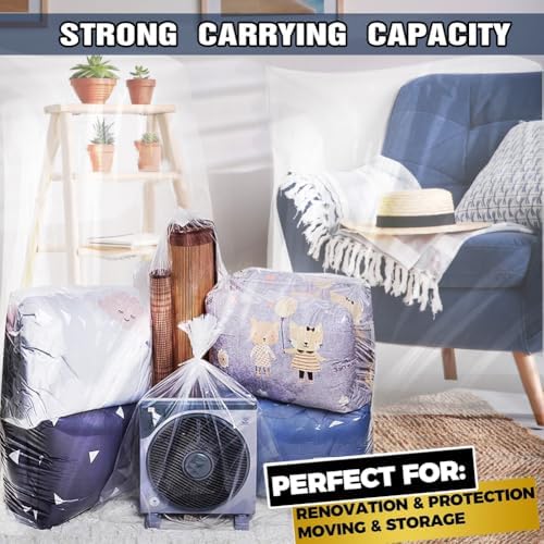 4 PCS Extra Large Clear Plastic Storage Bags - 100 ×150cm Clear Large Plastic Bags for Clothes, Furniture, Luggage, Suitcase, Quilts, Chair, Bike - Waterproof Big Plush Storage Bag - Suitcase Cover - Image 6