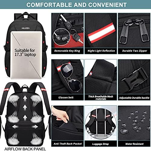 Extra Large 50L Travel Laptop Backpack for Men,Lunch Backpack 17 Inch Anti-Theft Business Work Bag with USB Charging Port,Water Resistant Big Computer Rucksack for Men Women College School Gift Grey - Image 6
