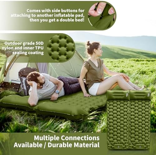 HiiPeak Camping Sleeping Pad, Ultralight Camping Mat with Pillow Built-in Foot Pump Inflatable Sleeping Pads Compact for Backpacking Hiking Traveling Tent (Green) - Image 4