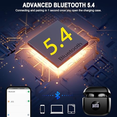 Wireless Earbuds, Bluetooth 5.4 Headphones in Ear with 4 ENC Noise Cancelling Mic, Bluetooth Earbuds 40H Playtime, Ear Buds HiFi Stereo Deep Bass Wireless Earphones, IP7 Waterproof, USB-C Fast Charge - Image 4