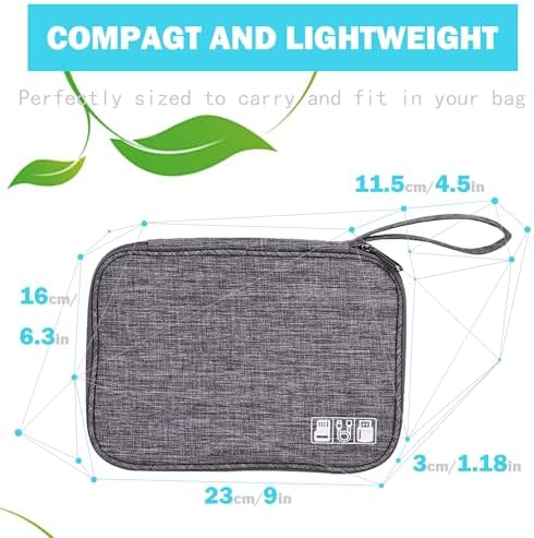 YUNYU Electronics Accessories Organizer Bag, Carry Travel Gadget Bag, Electronics Accessories Bag, Bag Travel Electronics, for USB Cable Drive(Grey) - Image 2