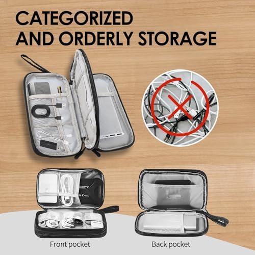 Electronics Accessories Organiser Bag, Waterproof Travel Cable Storage Case, Travel Gadget Bag, Compact Gadget Pouch for Chargers Cords Hard Drives Earphones, Holiday Essentials for Men Women - Image 5