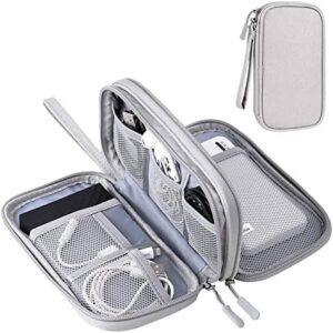 Electronics Accessories Organiser Bag, Double-Layer Cable Organiser Bag, Waterproof Travel Gadget Bag for for Power Bank Charger Adapters Flash Disk (Grau), YW00039