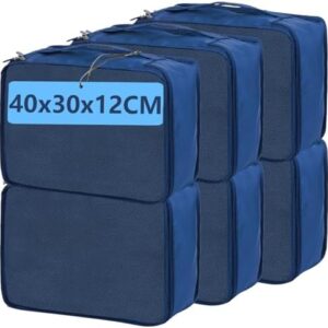Large Packing Cubes 6 PCS, 40x30x12CM Same Size Suitcase Organiser Bags 6-Piece, Travel Bags Organiser 6 Pack (Navy, 6 x L)