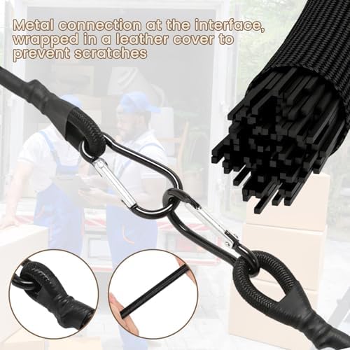 4Pcs 30cm Bungee Cords with Hooks Durable&Stretchable Bungee Straps | Bungee Cords with Carabiner Clips, Bungee Cord for Securing Luggage, Camping Gear, Bike Racks, Car Roof, Mountaineering - Image 5