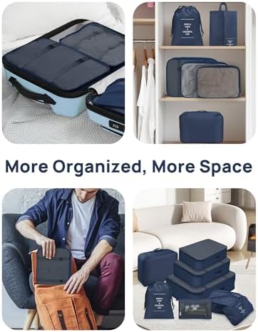 Packing Cubes for Suitcases, 8-Piece Travel Organizer, Ultralight, Breathable and Washable Packing Cube Suitable for Travel, Vacation and Camping (Blue) - Image 7