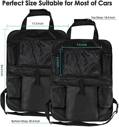 Rightwell Car Seat Organiser 2 Pcs Back Seat Protector for Kids, Car Organiser Back Seat for up to 10" iPad, Kids Back Seat Organiser with 5 Pockets to Storage Toys, Books, Drinks - Image 3