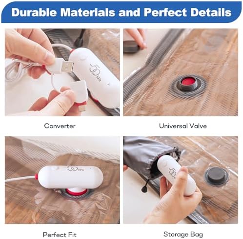 Vacbird Vacuum Storage Bags with Electric Pumps, Vacuum Bags for Travel, Luggage and Clothing,12 Pack - Image 7
