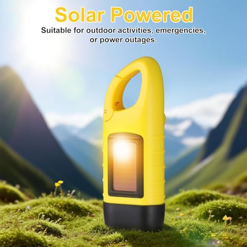 Kssvzz 2 Pack Wind Up Torch, Solar Torch with Carabiner Hook, Hand Crank Rechargeable Torches, Portable Camping Torches for Emergency, Outdoor, Survival Gear - Image 4