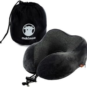 Memory Foam Travel Pillow, Neck Pillow with 360-Degree Head Support, Comfortable and Lightweight, Ideal for Sleeping on Airplane, Car, Train, Bus and Home Use, Comes with Storage Bag (Grey)