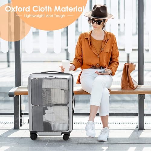 4 Piece Packing Cubes for Suitcases, 33x24x7.5cm Travel Organiser Bags with Double Zipper Mesh Top, Luggage Organizers for Clothes Shoes Toiletries - Image 4