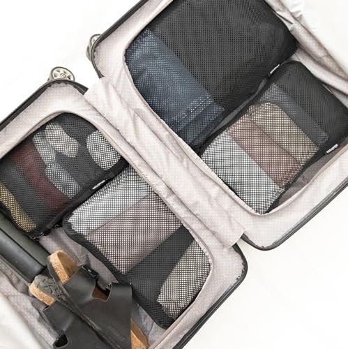 Albatross Compression Packing Cubes | Packing Cubes for Suitcases and Backpacks | Made from Recycled Fabric (Compression Set of 4 - Black) - Image 6