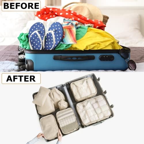 LANSKLBD 8 Set Packing Cubes for Suitcases, Travel Luggage Organizers, Essentials for Accessories, Shoe Bag, Toiletry Bag, Laundry Bag - Image 3
