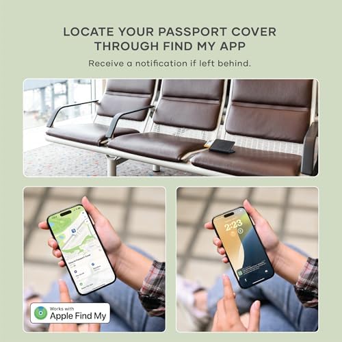 Satechi Passport Holder for Travel with Find My, Passport Cover with 4 Card Holder, Wireless Charging, and RFID Protection – Travel Essential Synthetic Material (PU) Passport Holder – Black - Image 3