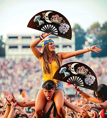 Fans for Line Dancing- Rave Fan - World Game Cup Larger Folding Clack Handheld Fan for Men/Women EDM, Halloween Costumes Shirts Pajamas Sweatshirts for Women,Music Festival [Beach Vacation Essentials] - Image 7