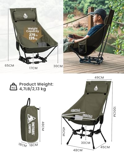 ONETIGRIS Dragonhide Oversized Camping Chair with Pillow Design, Comfortable Widened Seat Folding, 275 lbs Capacity - Image 3