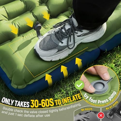 Myxslop Camping Sleeping Pad with Built-in Foot Pump & Pillow, 15.5cm Thick Ultralight Inflatable Sleeping Mat, Compact Camping Mat for Hiking, Backpacking, Festivals & Tent Camping - Image 4