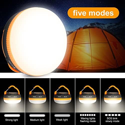 flintronic Camping Lights, Camping Light LED Tent Light Portable Outdoor Tent SOS Light 5 Modes with Hook, IP43 Waterproof for Hiking Fishing Emergency Home Power (Not Include Batteries) - Image 3