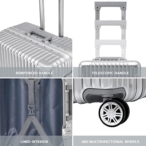 Flight Knight Premium Travel Suitcase - 8 Spinner Wheels - Built-in Side Lock Lightweight Aluminium Frame, ABS Hard Shell Carry on Check in Luggage Highly Durable - Approved for Over 100 Airlines - Image 4