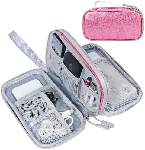 Travel Cable Organiser Bag,Double Layer Tech Pouch for Charger,Lightweight Carry Case Travel Essentials Gadget Bags for Business Trip,Office & Daily Use,Accessories Storage Cable Bag