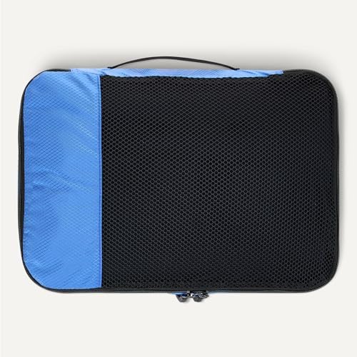 Amazon Essentials 4-Piece Packing Cubes Travel Accessories Set, Luggage Organiser with Double Zip, Mesh Top, 100% Polyester, Medium, Blue (Previously Amazon Basics) - Image 5