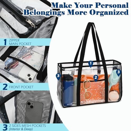 Fammart Mesh Beach Bag, Large Beach Tote with Zipper Pocket for Family Pool Bag for Toys & Vacation Essentials - Image 4