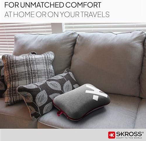 SKROSS Mini Travel Pillow, Ultra Comfortable Mini Travel Pillow in Memory Foam, 100% PU, Washable Cover (Grey) - Image 8