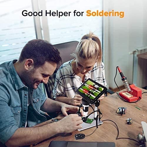 TOMLOV DM9 7" LCD Digital Microscope 1200X, 12MP Coin Magnification, 1080P HD Video Soldering USB Scope for Adult, with LED Light, Adjustable Metal Stand, PC/Windows/Mac Compatible, 32GB Card - Image 2