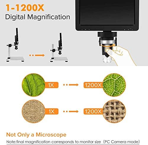 TOMLOV DM9 7" LCD Digital Microscope 1200X, 12MP Coin Magnification, 1080P HD Video Soldering USB Scope for Adult, with LED Light, Adjustable Metal Stand, PC/Windows/Mac Compatible, 32GB Card - Image 7