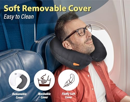 TREKOLOGY Inflatable Neck Pillow for Travel, Blow Up Neck Pillow for Travel with Removable Cover - Image 2