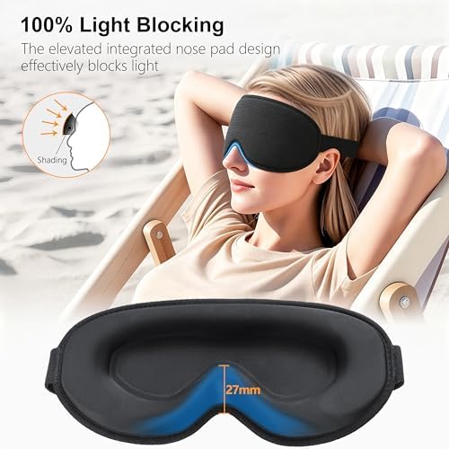 Gritin 100% Blackout Sleep Mask for Women & Men-Zero Eye Pressure Eye Mask for Sleeping, 3D Cutout Eye Movement, Ultra Soft & Comfortable Blindfold for Sleep/Travel Essentials-EarPlugs Included - Image 2