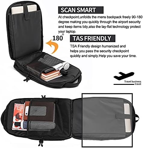 Extra Large Backpack for Men 50L,Water Resistant 17Inch Travel Laptop Work bag with USB Charging Port Anti Theft Big Business TSA Approved Computer Rucksack Women College School,Black - Image 4
