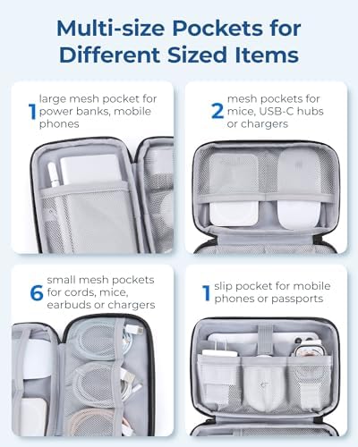 bagsmart Electronics Organizer Travel Case, Cable Organiser Pouch, Travel Essentials, Tech Organiser, Travel Accessories Bag for Charging Cable, Flash Drive, Power Bank, USB, Dark Green - Image 4