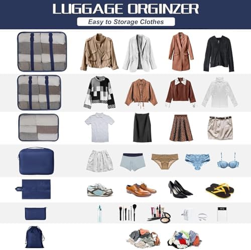 KUKLAR Packing Cubes for Suitcases Packing Cubes with Shoe Bag Clothing Bag Accessories Bags Packing Cubes for Travel Luggage Organizer Women Men(Blue), Blue, STANDARD, STANDERD - Image 6