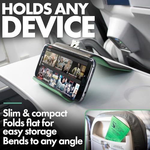Flight Flap Airplane Phone Holder - Foldable Plane Phone Stand for Travel - Flexible Mobile Stand for Desk & Bed - Flight Mobile Holder Desk - Accessories Travel Essentials For Flying (Green) - Image 4