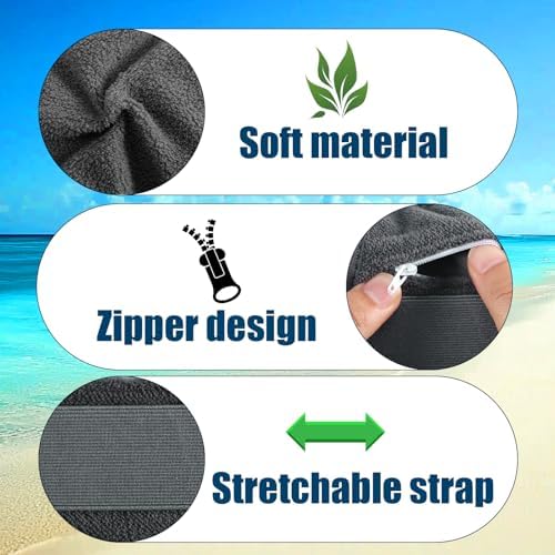 Gosknor 2pcs Sand Remover Bag, Wipe Off Cleaner Mitts Soft Comfortable Sand Remover Pouch Brush with Zipper Seaside Vacation Essentials for Camping Beach Party Activities Accessories(Gray, Blue) - Image 4