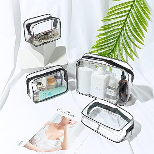 Aucuu 4-Pack Clear Wash & Makeup Bags TSA Approved Makeup Bags, PVC Waterproof Travel Wash Bags for Family, Men, Women (Largea, Medium, Small, Minimum) - Image 6