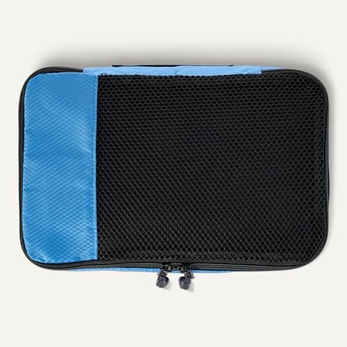 Amazon Essentials 4-Piece Packing Cubes Travel Accessories Set, Luggage Organiser with Double Zip, Mesh Top, Polyester, Small, Sky Blue (Previously Amazon Basics) - Image 5
